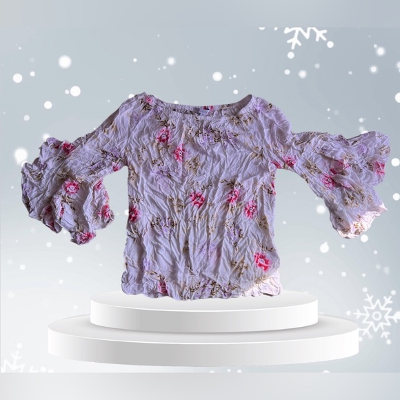 Fever Women's Top Size‎ M Multicolored Floral Round Neck Ruffle slevees - Picture 2 of 15